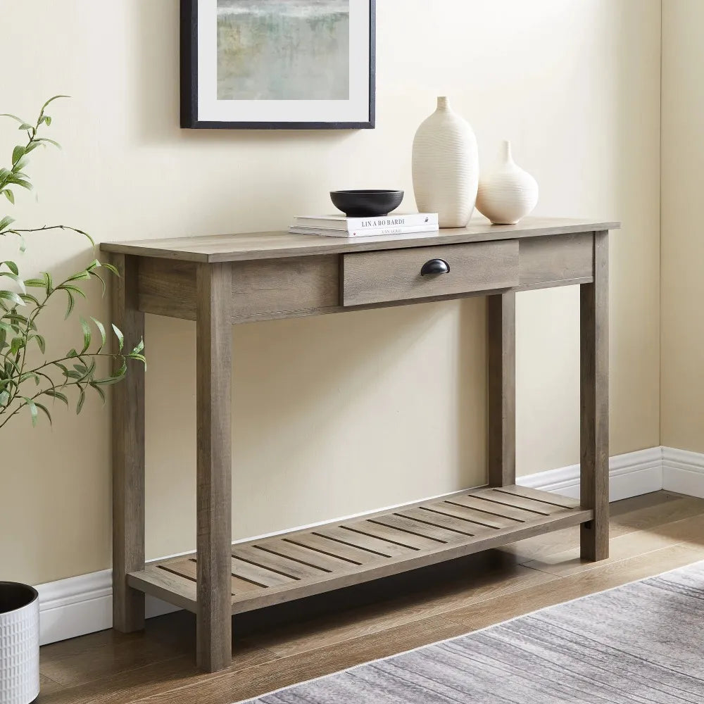 Rustic gray store entryway table