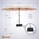 15-Foot Double-Sided Patio Umbrella with Base