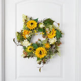 22-inch Sunflower Wreath on White Door
