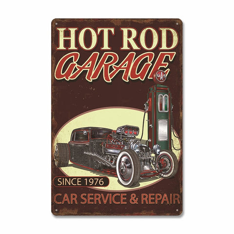Hot Rod Garage Vintage Metal Sign