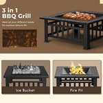 Outdoor 32-inch Square Barbeque Fire Pit