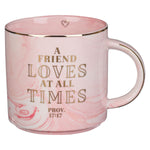 Inscribed Pink Marbled Friendship Ceramic Coffee Mug