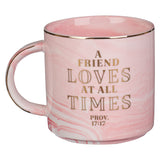 Inscribed Pink Marbled Friendship Ceramic Coffee Mug 