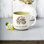 White Green Floral Friendship Ceramic Coffee Mug