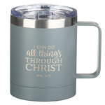 Stainless-Steel Camp-Style Mug with Philippians 4:13 Inscription