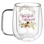 Floral Double-Walled Glass Coffee Mug