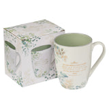 Blue-Green Floral Ceramic Coffee Mug with Ecclesiastes 3:11 with Gift Box