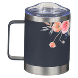 Navy Camp-Style Stainless Steel Travel Tumbler