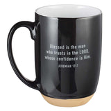 Ceramic Coffee Mug with Dipped Clay Base with Bible Verse Jeremiah 17:7