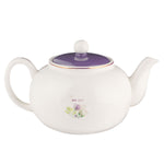 White Ceramic Teapot with Purple Floral Design