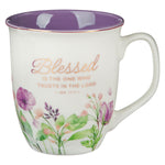 Purple Floral Ceramic Coffee Mug