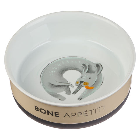 Bone Appétit Large Taupe Ceramic Dog Bowl
