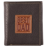 Best Dad Brown Tan Genuine Leather Trifold Wallet
