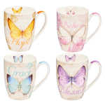 Butterfly Blessings Ceramic Mug Set of Four