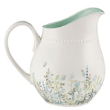 Faith Hope Love Floral White and Mint Green Ceramic Pitcher.