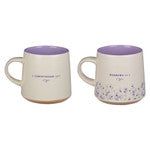 Faith and Love Lilac Purple Ceramic Coffee Mug Set