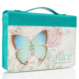 Teal Faux Leather Book Cover with Butterfly Design