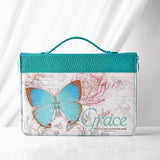 Teal Faux Leather Book Cover with Butterfly Design