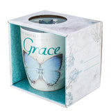Ceramic Coffee Mug with Grace Butterfly Design
