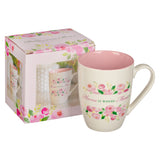 "Home Is Where Mom Is" Floral Ceramic Coffee Mug with Gift Box