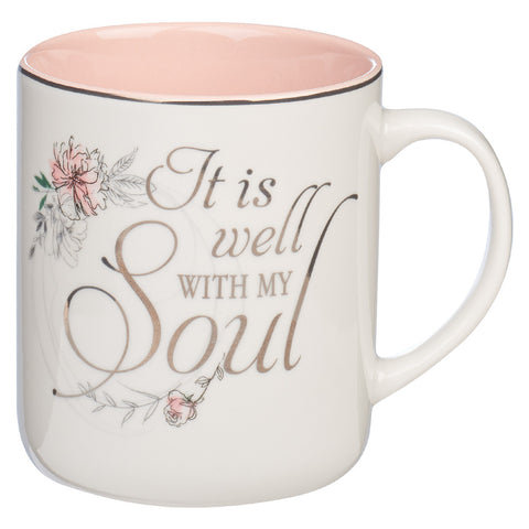 Pink Ceramic Coffee Mug with Inscription