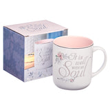 Pink Ceramic Coffee Mug with Inscription with Gift Box