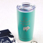 Teal Pink Blossom Stainless Steel Travel Tumbler