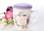Lidded Ceramic Floral Coffee Mug