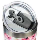 Pink Floral Stainless Steel Travel Tumbler - Close-Up of Lid