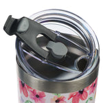 Pink Floral Stainless Steel Travel Tumbler - Close-Up of Lid