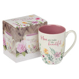 "Mom You Make Life Beautiful" Floral Garden Ceramic Mug with Gift Box