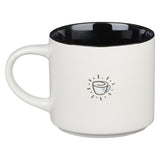 Humorous Black and White Ceramic Coffee Mug - Backside View