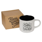 Humorous Black and White Ceramic Coffee Mug with Gift Box