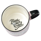 Silly 'N Humorous Retro Ceramic Mug with Inside View and Inscription of "Bless Your Soul"
