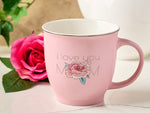 Pink "I Love You Mom" Ceramic Mug - Close-Up