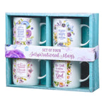 Four Piece Inspirational Floral Mug Set