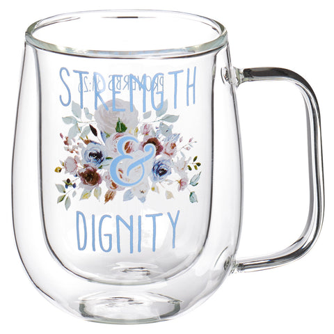 Floral Double-Walled Glass Mug