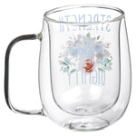 Floral Double-Walled Glass Mug - Back Side View