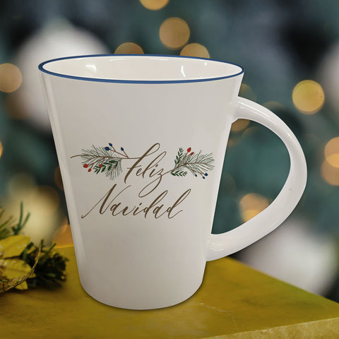 Ceramic Mug with Feliz Navidad Inscribed