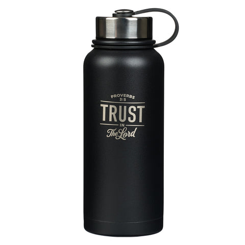Black Stainless Steel Water Bottle with Inscription