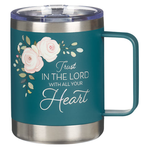 Teal Camp-Style Stainless Steel Travel Mug