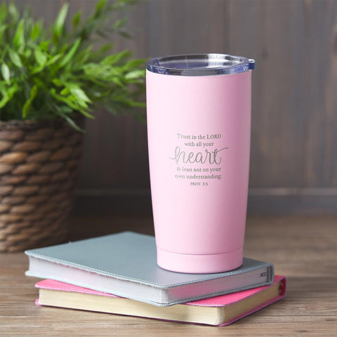 Pink Travel Tumbler with Inscription