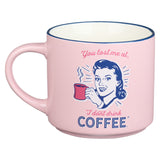 Retro Pink Humorous Ceramic Coffee Mug with Inscription