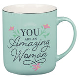 "An Amazing Woman" Teal Ceramic Coffee Mug