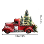 Vintage Red Pickup Truck With Christmas Trees with measurements