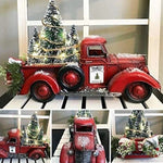 Vintage Red Pickup Truck With Christmas Trees with  various views