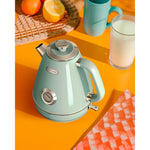 Mint Green Retro Electric Tea Kettle with Thermometer