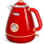 Red Retro Electric Tea Kettle with Thermometer
