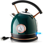 Green Retro Designed Electric Water Kettle with Temperature Gauge