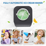 Automatic Ice Cream Maker and Images of Enjoying Ice Cream